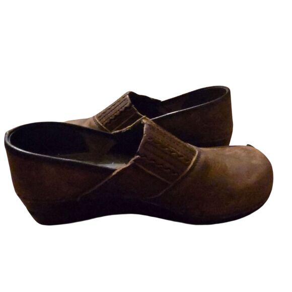 Sanita Clogs Brown Leather Women Size 38 US 7 Work Distressed Danish - Picture 5 of 9
